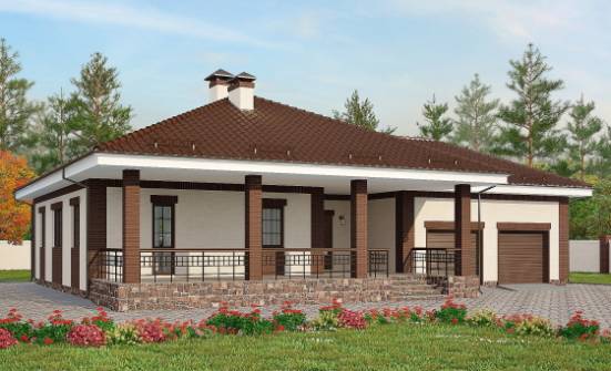 160-015-П Проект одноэтажного дома и гаражом, небольшой домик из газобетона Балашов | Проекты домов от House Expert