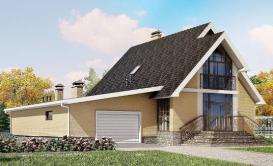 250-001-Л Проект двухэтажного дома с мансардой и гаражом, современный домик из арболита, Энгельс