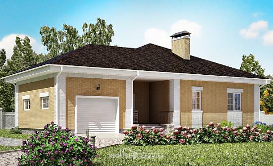 130-002-Л Проект одноэтажного дома, гараж, классический загородный дом из пеноблока, Ртищево
