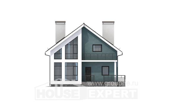 170-006-П Проект двухэтажного дома мансардный этаж, уютный домик из блока Балаково, House Expert