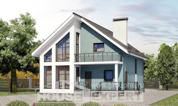 170-006-П Проект двухэтажного дома мансардой, современный коттедж из керамзитобетонных блоков Вольск, House Expert