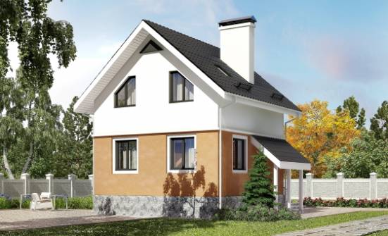 100-005-Л Проект двухэтажного дома мансардой, доступный дом из газосиликатных блоков, Вольск