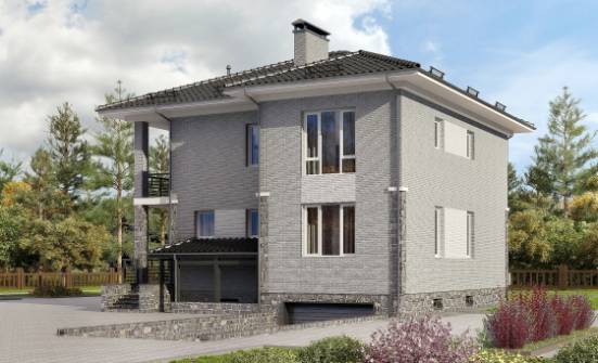 275-004-П Проект трехэтажного дома и гаражом, современный дом из кирпича Вольск | Проекты домов от House Expert