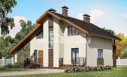 180-008-П Проект двухэтажного дома с мансардным этажом, гараж, классический дом из арболита Ершов, House Expert