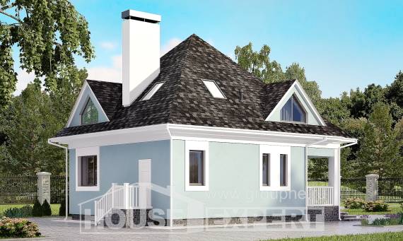 110-001-Л Проект двухэтажного дома с мансардой, экономичный коттедж из блока Балаково, House Expert