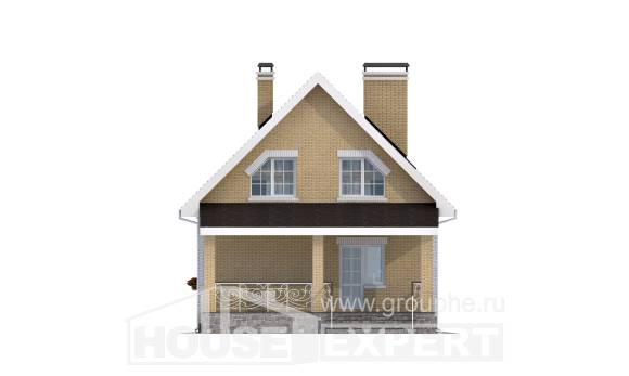 130-004-П Проект двухэтажного дома мансардой, бюджетный загородный дом из поризованных блоков Вольск, House Expert
