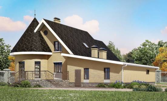 250-001-Л Проект двухэтажного дома с мансардой и гаражом, современный домик из арболита, Энгельс