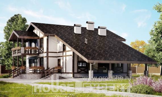 250-002-Л Проект двухэтажного дома с мансардным этажом и гаражом, уютный коттедж из кирпича Энгельс, House Expert