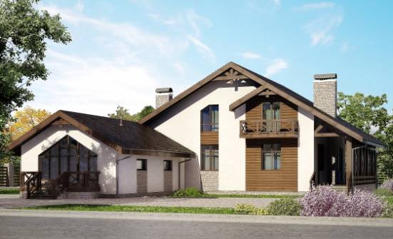265-001-П Проект двухэтажного дома мансардой и гаражом, уютный дом из керамзитобетонных блоков, Вольск