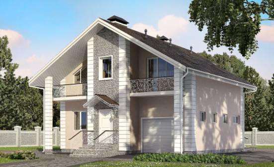 150-002-П Проект двухэтажного дома с мансардой, гараж, классический загородный дом из блока, Саратов