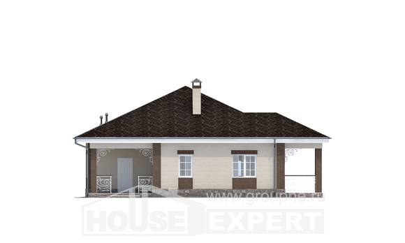 100-004-Л Проект одноэтажного дома, небольшой загородный дом из теплоблока, Вольск