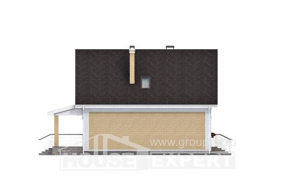 130-004-П Проект двухэтажного дома мансардой, бюджетный коттедж из керамзитобетонных блоков, Ртищево