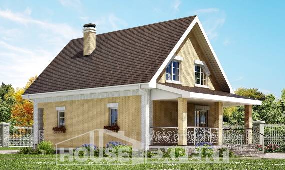 130-004-П Проект двухэтажного дома мансардой, бюджетный коттедж из газобетона Саратов, House Expert